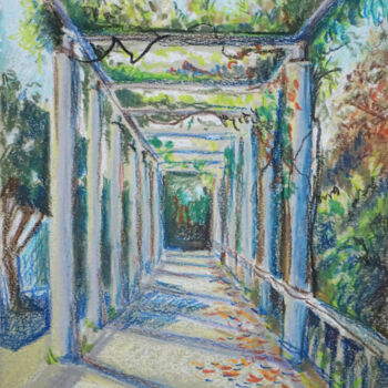 Peinture intitulée "Pergola with Wister…" par Redilion, Œuvre d'art originale, Pastel