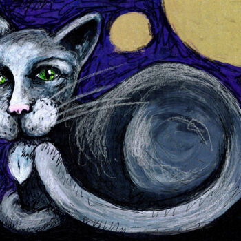 Desenho intitulada "Chat Noir" por Karine Garelli (Reds Robin), Obras de arte originais, Outro