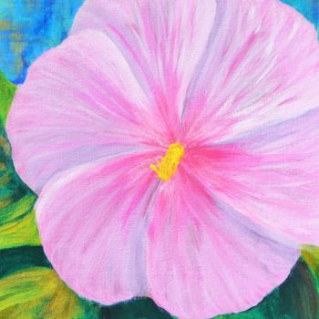 Painting titled "hibiscus" by Régine Ledanois, Original Artwork, Acrylic