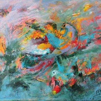 Картина под названием "les oiseaux bariolés" - Navema, Подлинное произведение искусства, Акрил Установлен на Деревянная рама…