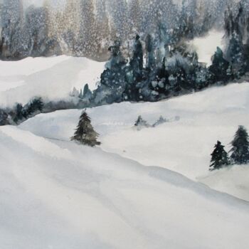 Pintura titulada "Neige fraîche" por Navema, Obra de arte original, Acuarela