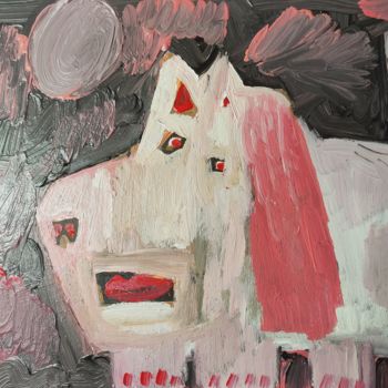 Картина под названием "chien blanc" - Régis Duprat, Подлинное произведение искусства, Акрил