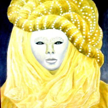 Painting titled "masque de Venise 1" by Reine De Cordier, Original Artwork