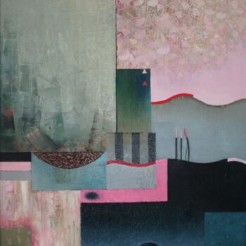 Malerei mit dem Titel "Drei Pinkkoepfe in…" von Reiner Makarowski, Original-Kunstwerk, Öl