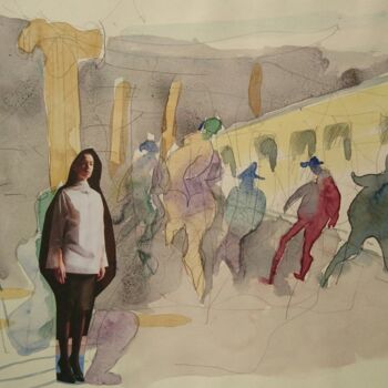 Коллажи под названием "In der Metro" - Reiner Poser, Подлинное произведение искусства, Коллажи