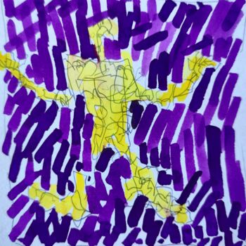 Картина под названием "Purple rain, purple…" - Reiner Poser, Подлинное произведение искусства, Акварель