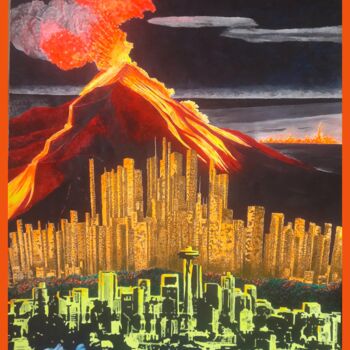 Painting titled "Volcano" by Reinhard Häussler, Original Artwork, Acrylic