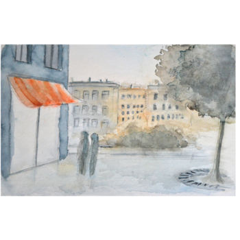 Painting titled "Une vitrine sous la…" by Rémi Collin, Original Artwork, Watercolor