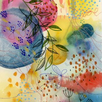 Painting titled "THE GARDEN IN BLOOM" by Rena Matha, Original Artwork, Watercolor