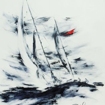 Painting titled "366_voilier" by René Goxes, Original Artwork, Oil