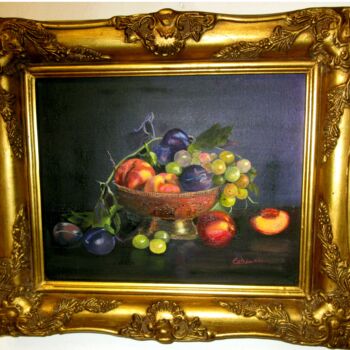 Картина под названием "fruits d'été" - Renée Estebanez, Подлинное произведение искусства, Масло