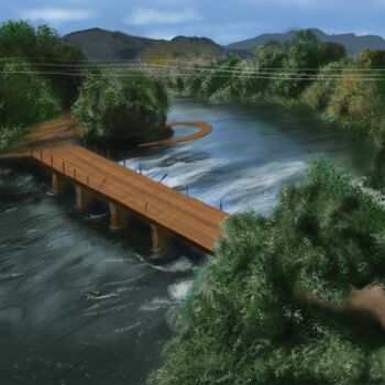 Arts numériques intitulée "Thamirabaruni river" par Rengarajan Rengarajan, Œuvre d'art originale, Peinture numérique