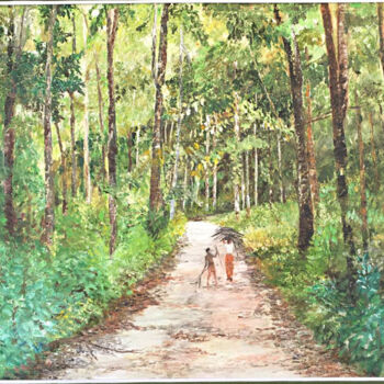 Malarstwo zatytułowany „Walk through Woods” autorstwa Renuka Dias, Oryginalna praca, Olej
