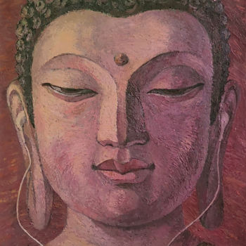 Malarstwo zatytułowany „Buddha&Nirvana” autorstwa Yulduskhon, Oryginalna praca, Olej Zamontowany na Drewniana rama noszy