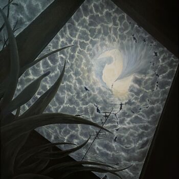 Painting titled "Waking dreams" by Michael Reshetniak, Original Artwork, Oil Mounted on Wood Stretcher frame