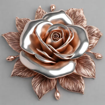 数字艺术 标题为“Rose gold rose flow…” 由Reskatorsilver, 原创艺术品, 数字打印