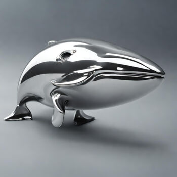 Digital Arts titled "Silver whale" by Reskatorsilver, Original Artwork, Digital Print