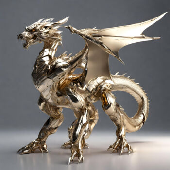 Arte digitale intitolato "Gold Dragon" da Reskatorsilver, Opera d'arte originale, Stampa digitale