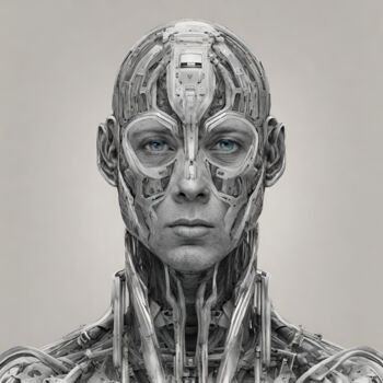Digitale Kunst getiteld "Human + Humanoid" door Reskatorsilver, Origineel Kunstwerk, Digitale afdruk