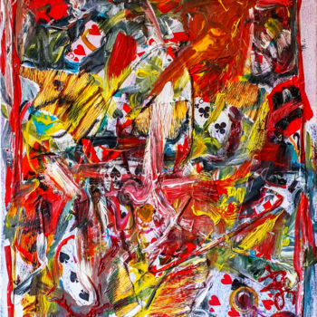 Painting titled "Playing Cards Color…" by Retne, Original Artwork, Acrylic Mounted on Wood Stretcher frame