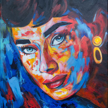 Painting titled "Audry hepburn" by Reza Davatgar, Original Artwork, Acrylic