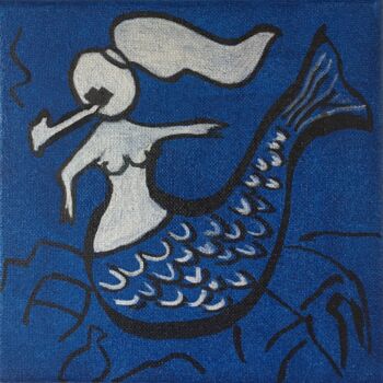 绘画 标题为“Mermaid in Estonia” 由Ricarda Simon, 原创艺术品, 丙烯 安装在木质担架架上