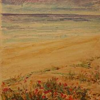 Pittura intitolato "Spiaggia e Fiori" da Riccardo Battigelli, Opera d'arte originale