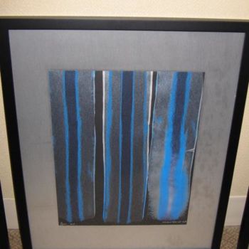 Schilderij getiteld "Blue Metalic" door Richard Mangold, Origineel Kunstwerk, Olie