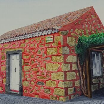 Painting titled "MAISON ANTIQUE ÎLES…" by Richard Diego Sander, Original Artwork, Watercolor