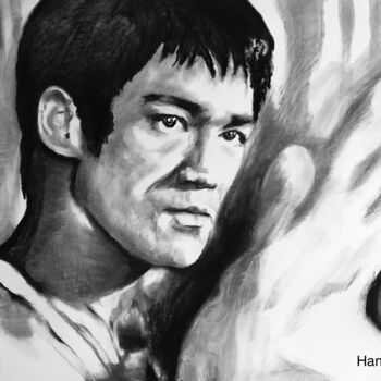 Σχέδιο με τίτλο "Bruce Lee (2)" από Richard Hanssens, Αυθεντικά έργα τέχνης, Κάρβουνο
