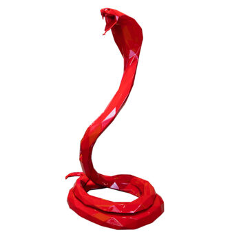 Sculpture titled "Red Cobra" by Richard Orlinski, Original Artwork, Resin