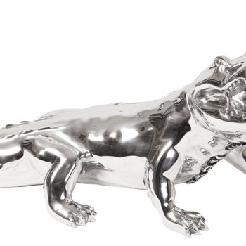 Sculpture titled "Silver Crocodile" by Richard Orlinski, Original Artwork, Aluminium