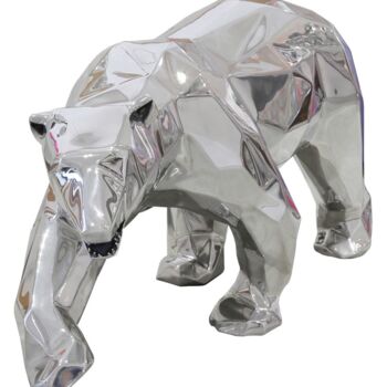 Sculpture titled "Walking Silver Wild…" by Richard Orlinski, Original Artwork, Aluminium