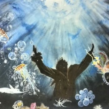 Pittura intitolato "Le Christ des abyss…" da Richard Orlowicz Dit Ror., Opera d'arte originale, Olio