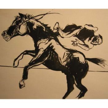 Peinture intitulée "accident de cheval" par Jean Laurent Rieth, Œuvre d'art originale
