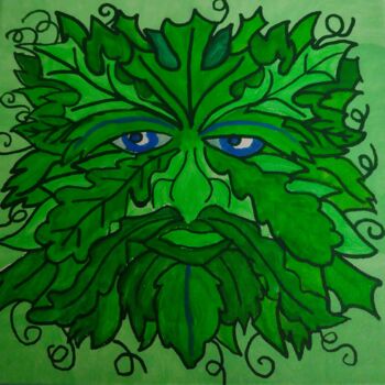 Malarstwo zatytułowany „Green Man #2” autorstwa Rikky, Oryginalna praca, Akryl