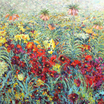 Painting titled "Garden" by Rima Azatyan, Original Artwork, Oil