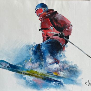 제목이 "Skier"인 미술작품 Rinalds Vanadzins로, 원작, 아크릴