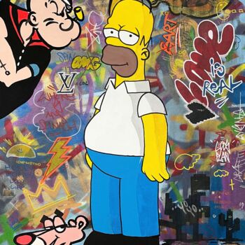 「Tripping Homer」というタイトルの絵画 Rinalds Vanadzinsによって, オリジナルのアートワーク, アクリル