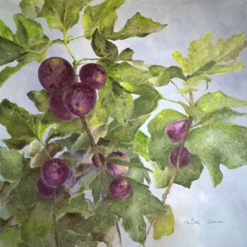 Painting titled "Premières figues" by Rita Cau, Original Artwork, Oil