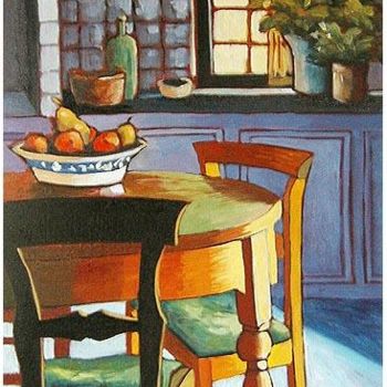 Painting titled "Tuscan kitchen" by Rita Monaco, Original Artwork, Oil