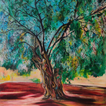 Malarstwo zatytułowany „olive tree” autorstwa Róbert Bánrévi, Oryginalna praca, Akryl Zamontowany na Drewniana rama noszy