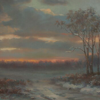 Schilderij getiteld "Cold Evening" door Robert Braginsky, Origineel Kunstwerk, Olie