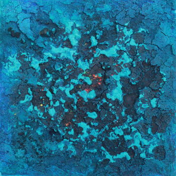 Pintura intitulada "Blue serie N°1" por Robert Cadiere, Obras de arte originais, Areia Montado em Armação em madeira