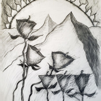 Tekening getiteld "floral 22" door Robert Winslow, Origineel Kunstwerk, Grafiet