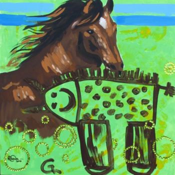 Schilderij getiteld "Il cavallo" door Roberta Pagani, Origineel Kunstwerk