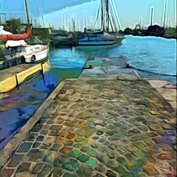 Digitale Kunst getiteld "Banchina al porto" door Roberto Bartoccini, Origineel Kunstwerk, Digitaal Schilderwerk