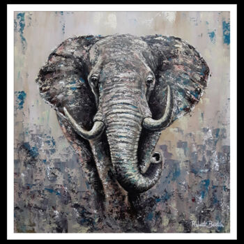 Malarstwo zatytułowany „Elefante” autorstwa Roberto Carlos Bertola, Oryginalna praca, Akryl Zamontowany na Drewniana rama no…