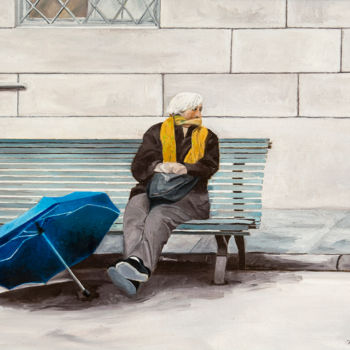 Ζωγραφική με τίτλο "l-ombrello-azzurro-…" από Roberto Carradori, Αυθεντικά έργα τέχνης