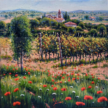 Pintura titulada "Flowering in the vi…" por Roberto Gai, Obra de arte original, Oleo Montado en Bastidor de camilla de madera